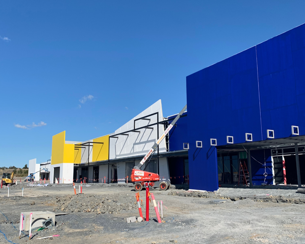 Home Focus Pimpama under construction. Officeworks, RSEA Safety and Beacon Lighting